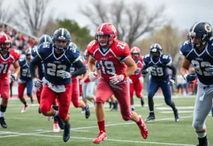 UTSA Roadrunners football team playing during a game