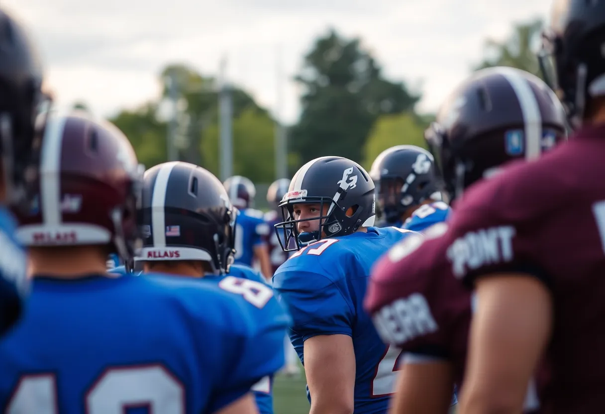 Players from UTSA and Texas A&M competing on the football field