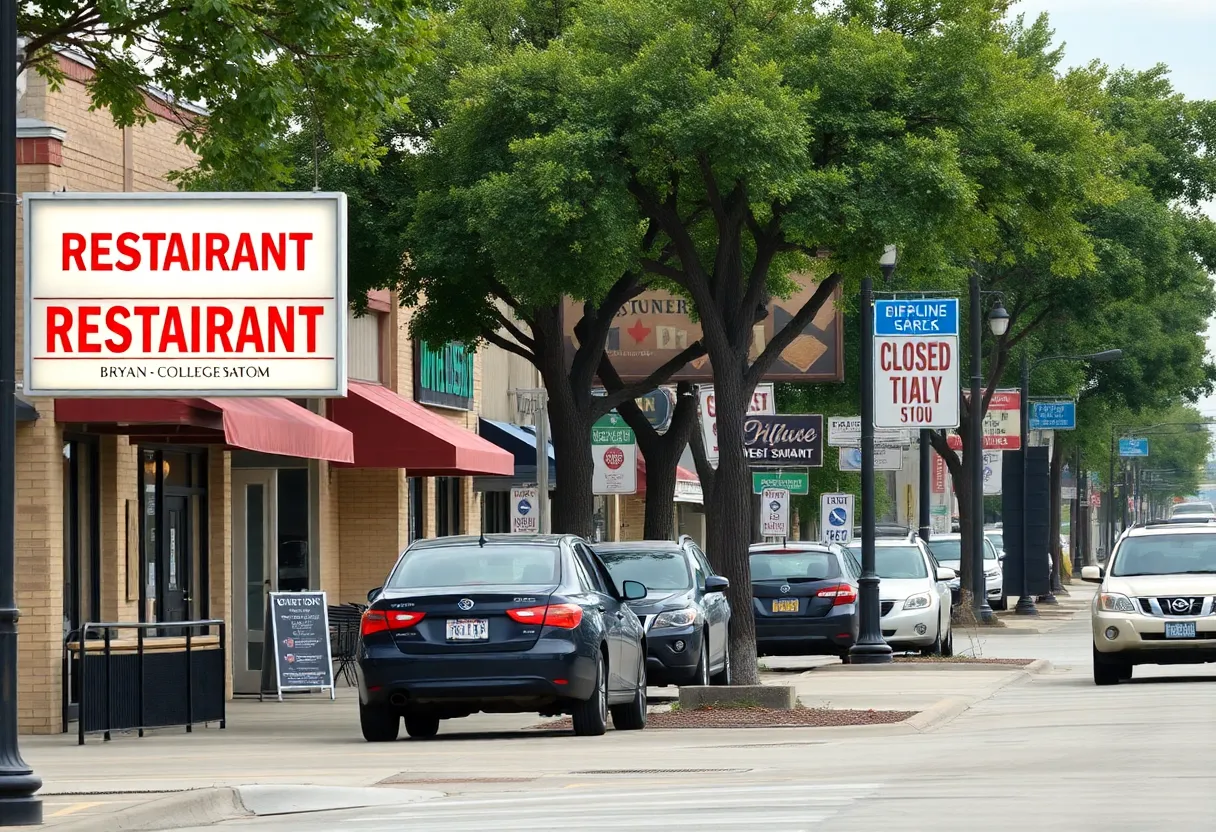 Closed Anchor Bar in Bryan-College Station with a 'For Lease' sign