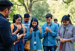 Community members participating in the Rosary Rally at Stephen Beachy Central Park.