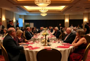 Community members celebrating at the Bryan College Station Annual Banquet.