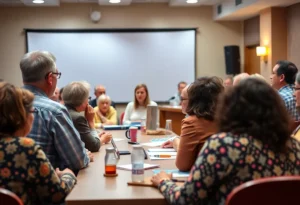 Community members participating in a candidate forum for school board elections in College Station.