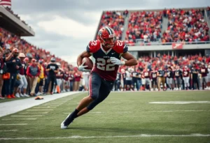 Texas A&M defensive end Cashius Howell making a tackle during a game.