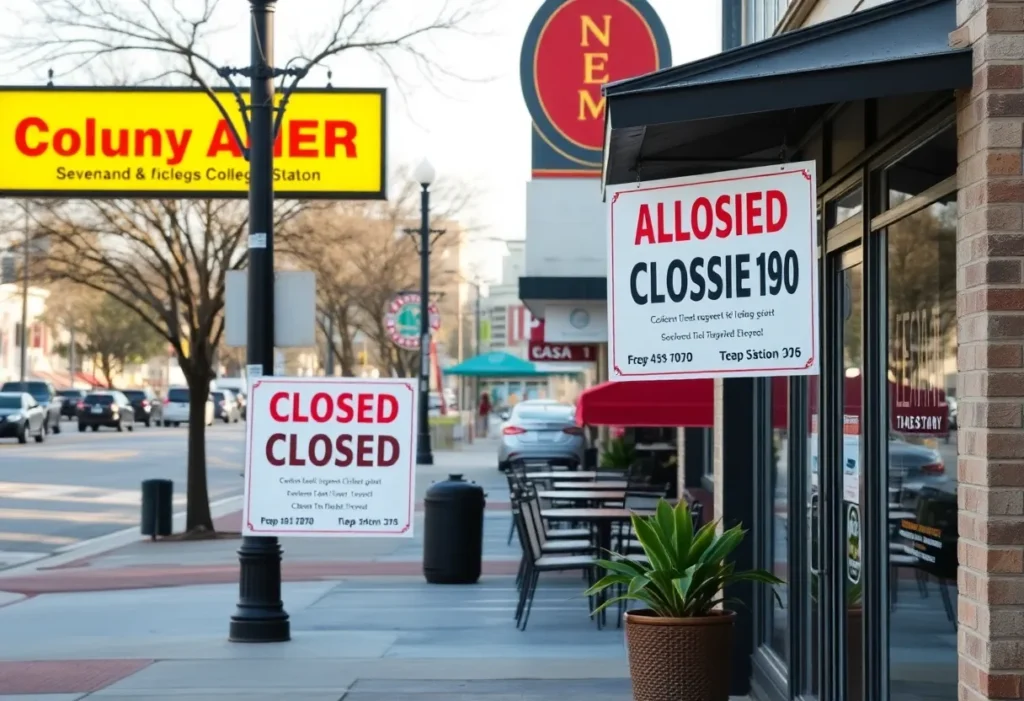 Image depicting the closure of local restaurants in College Station.
