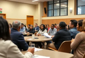 City council members discussing student concerns