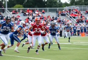 College Station Cougars in action during a football game.