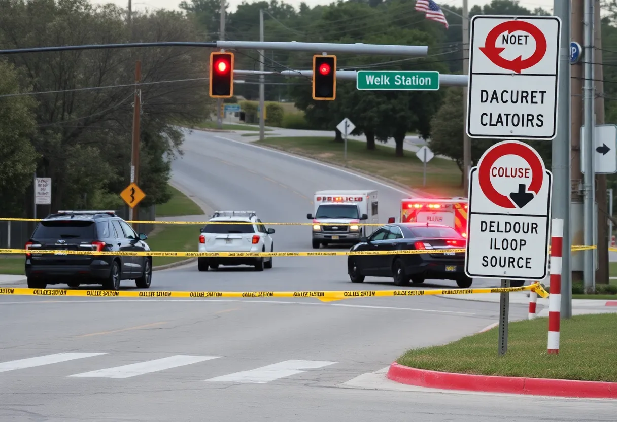 Emergency services managing traffic disruption caused by gas leak in College Station