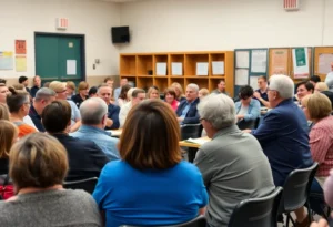 Candidates engaging with the community during the College Station ISD forum
