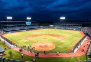 Rendering of the College Station baseball complex with a stadium and sports fields