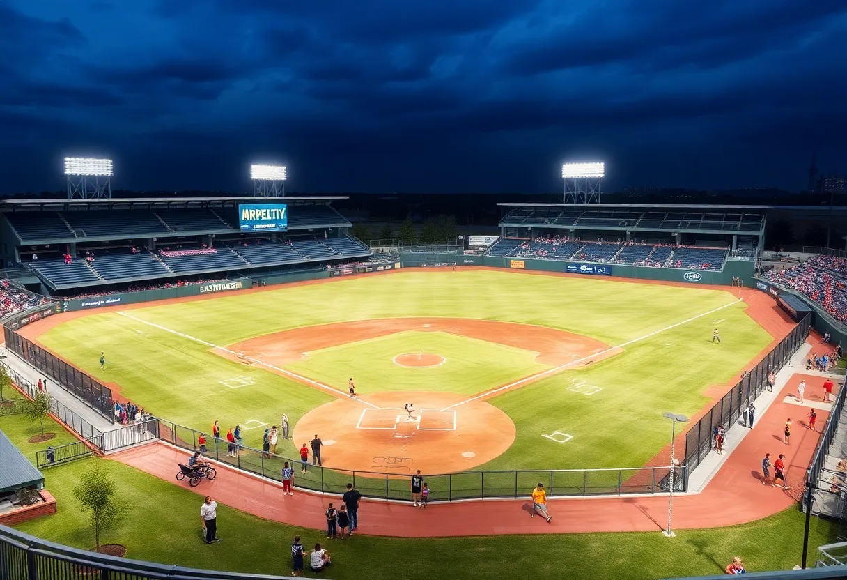 Rendering of the College Station baseball complex with a stadium and sports fields