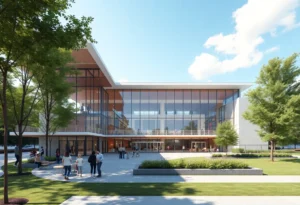 Render of a multi-use event center in College Station
