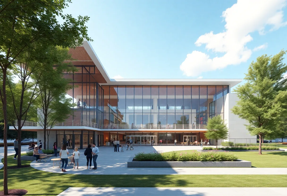 Render of a multi-use event center in College Station