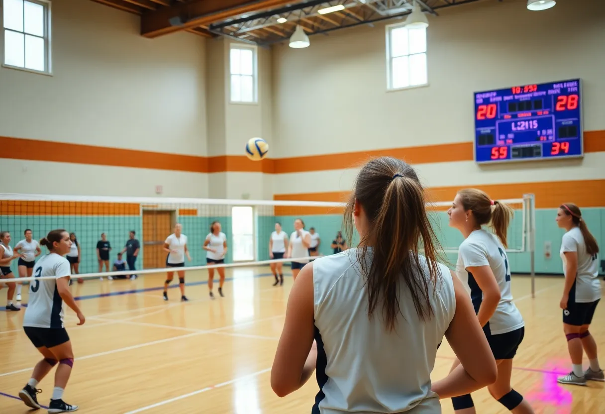 Players from College Station Volleyball celebrating their victory