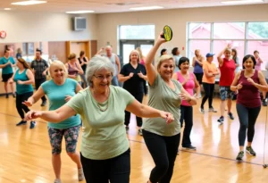 People participating in fitness activities at a community center in College Station.