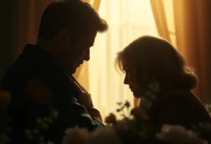 An abstract representation of grief and love intertwined, symbolizing the emotional journey after loss.