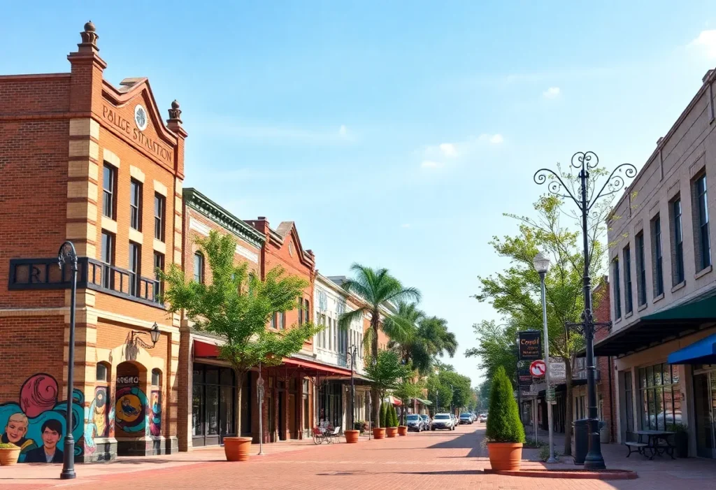 Northgate area in College Station with historical buildings and modern enhancements