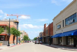 Street scene in Northgate District showing changes in businesses and construction