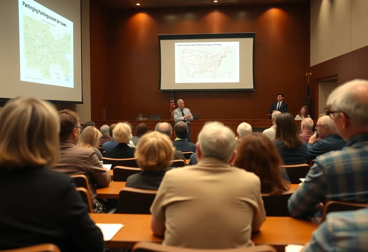 Community members discussing parking issues in a public meeting