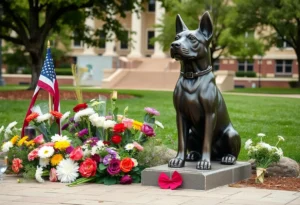 Memorial for Reveille IX on the Texas A&M campus