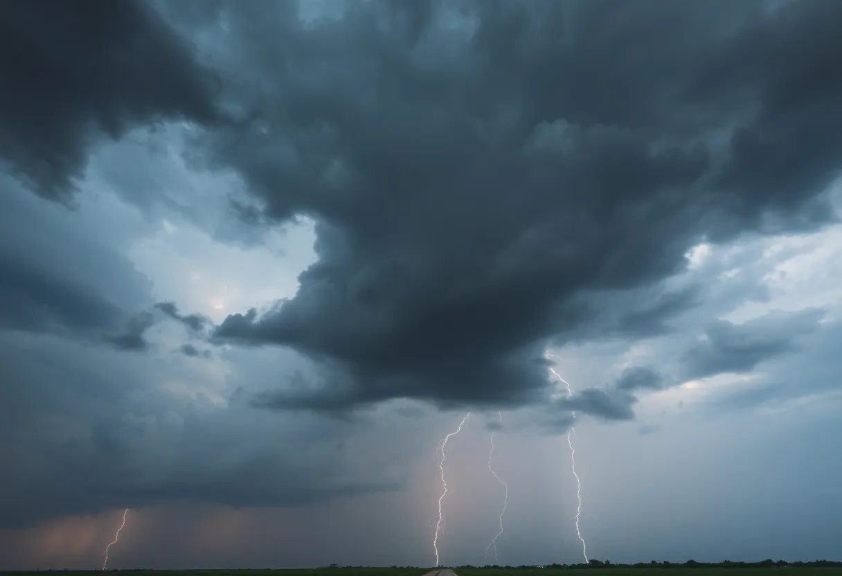 Dramatic storm clouds over Texas sky