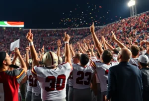 Texas A&M Aggies players celebrating a win against Florida