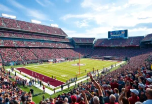 Texas A&M Aggies players celebrating their victory on the football field.