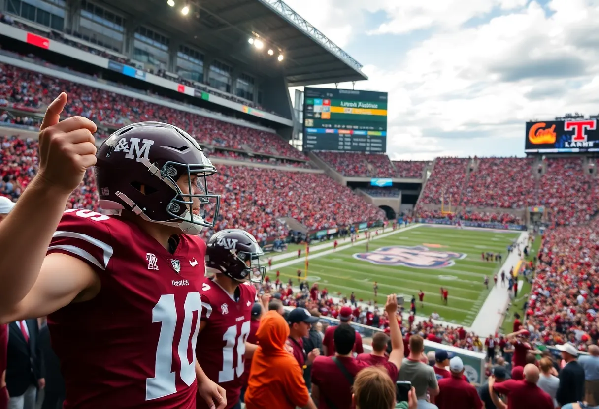 Texas A&M Aggies playing against Florida Gators at Kyle Field