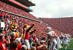 Fans and players celebrating at a Texas A&M football game