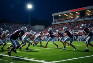 Texas A&M football game with players on the field