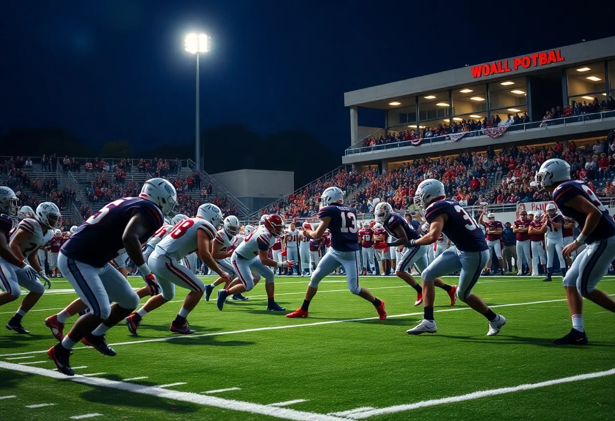 Texas A&M football game with players on the field