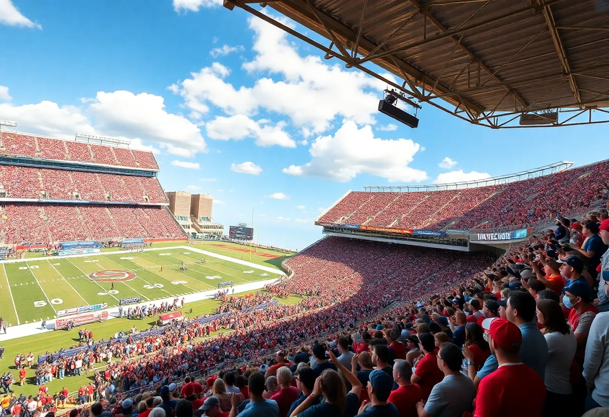 Fans cheering at a Texas A&M football game