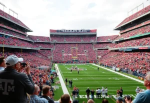 Fans cheering during Texas A&M game at Kyle Field
