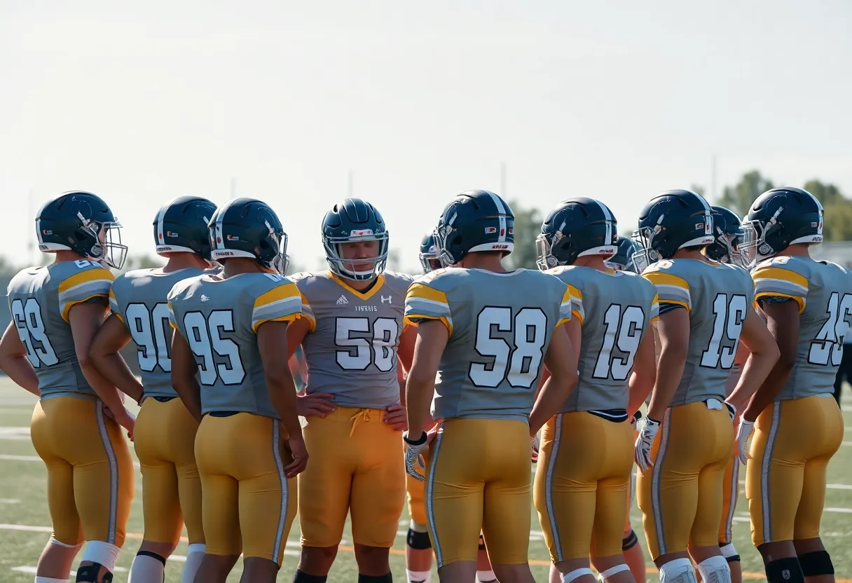 Texas A&M football team discussing strategy after injury