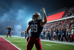 Texas A&M Aggies players celebrating a victory against LSU Tigers