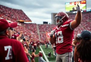Fans cheering for Texas A&M Aggies during a college football game.