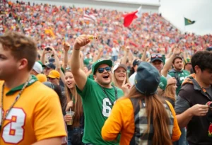 Fans celebrating at Texas A&M game day atmosphere
