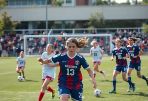 Texas A&M soccer players competing during a match