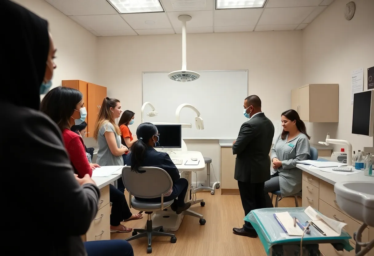 Group of dental students learning at Texas A&M University College of Dentistry