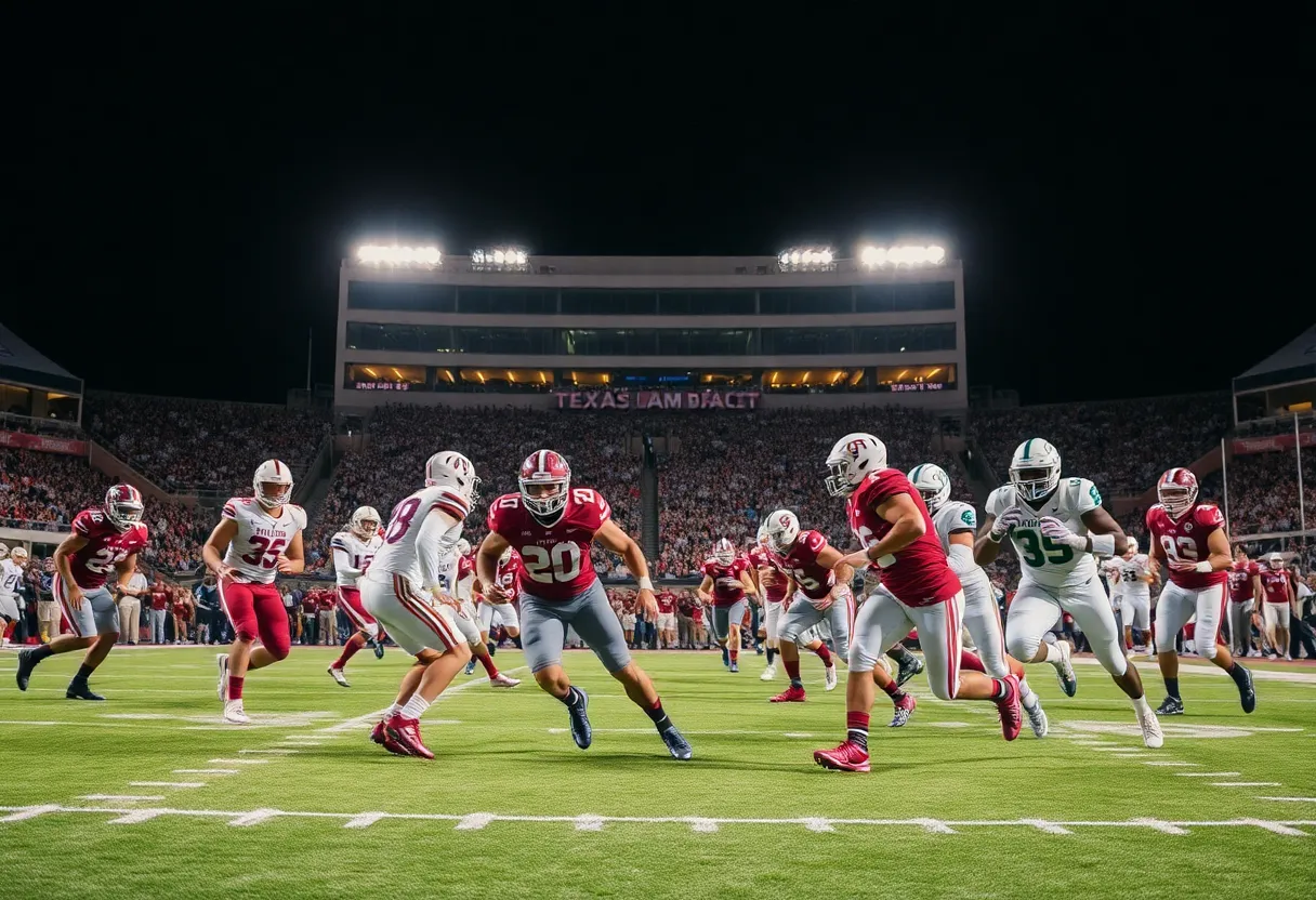 Texas A&M Aggies football team playing against Arkansas Razorbacks