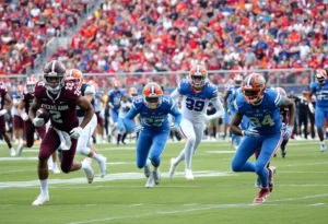 Texas A&M Aggies playing against the Florida Gators on the football field