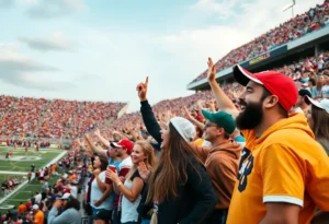 Texas A&M Aggies fans cheering at the game against Florida Gators.