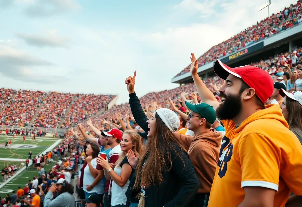 Texas A&M Aggies fans cheering at the game against Florida Gators.