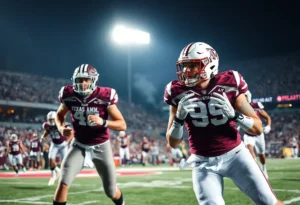 Texas A&M players celebrating during the game against Mississippi State