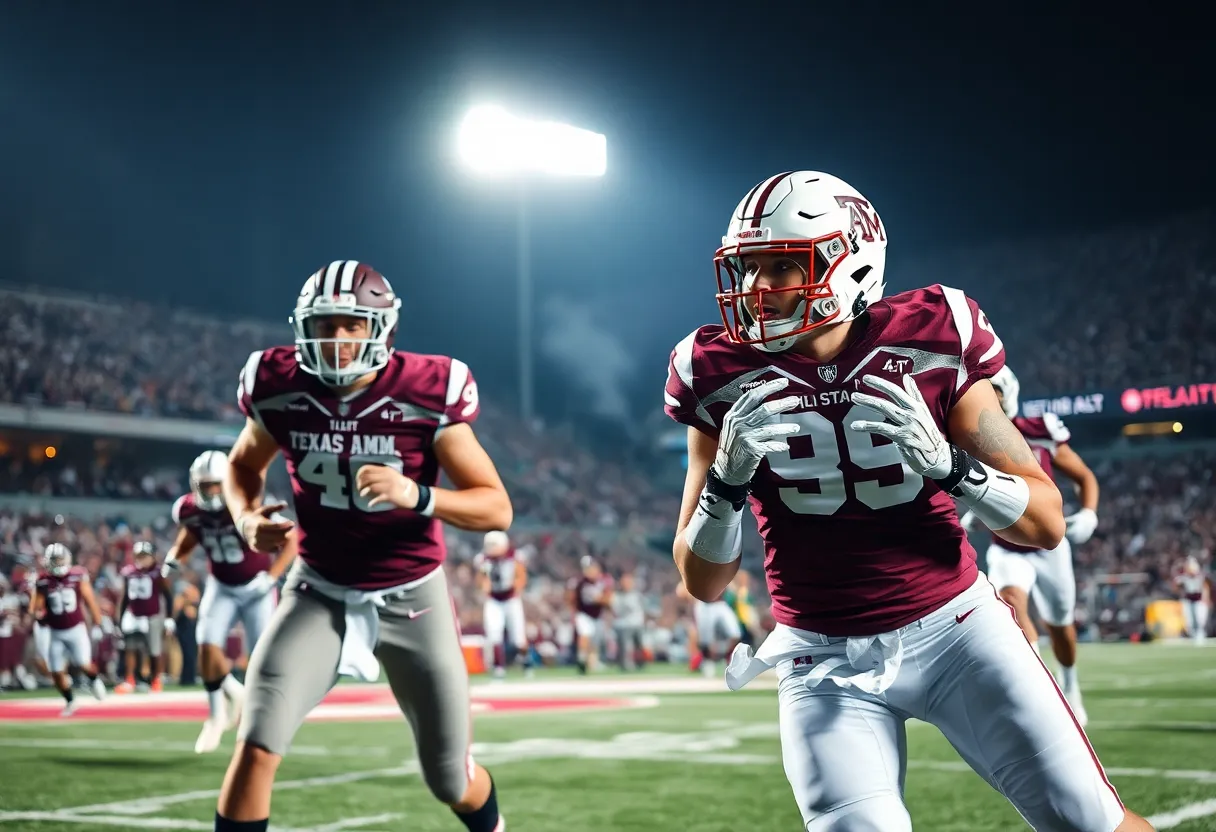 Texas A&M players celebrating during the game against Mississippi State