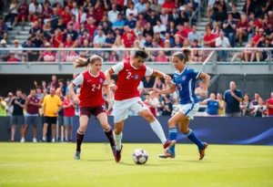 Texas Longhorns soccer players competing against Texas A&M Aggies