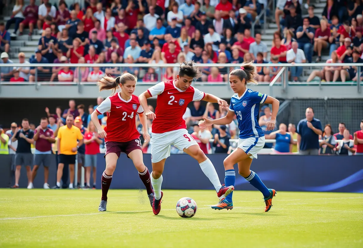 Texas Longhorns soccer players competing against Texas A&M Aggies